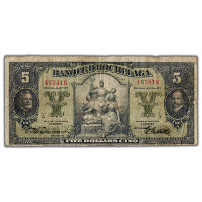 SOLD $5 1917 Banque D'Hochelaga Canada Chartered Note #360-24-02