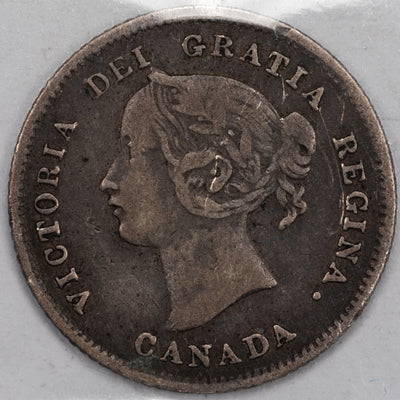 SOLD Canada 1875-H Large Date 5 Cents Silver Coin - ICCS F-15