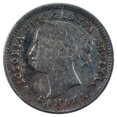 Canada 1886 Lg Knob 5 Obverse 4 10 Cents Dime Silver Coin - ICCS VF-20 (corrosion)