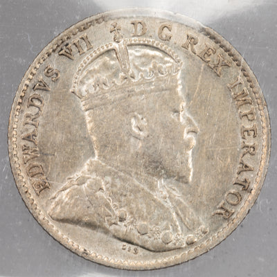 SOLD Canada 1909 Pointed Leaves 5 Cents Silver Coin - ICCS EF-40