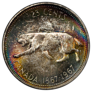 SOLD Canada 1967 25 Cents Quarter Silver Coin - Gorgeous Toning