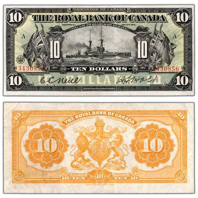 SOLD $10 1913 Royal Bank of Canada Chartered Note #630-12-08 - VF/EF