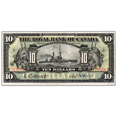 SOLD $10 1913 Royal Bank of Canada Chartered Note #630-12-08 - VF/EF
