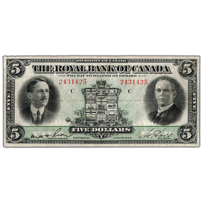 $5 1927 Royal Bank of Canada Chartered Note #630-14-04 - VF
