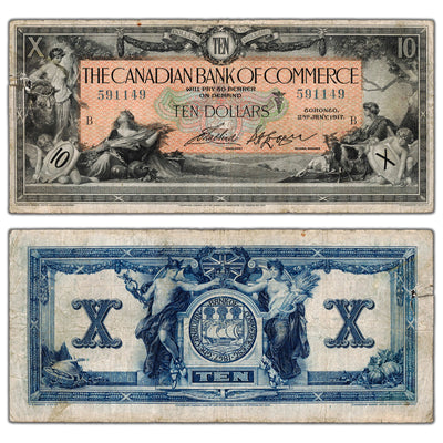 $10 1917 Canadian Bank of Commerce Chartered Note #75-16-04-12d - Fine+ (tear/hole)
