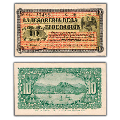 Mexico Tesoreria De La Federacion Guaymas 1913 10 Centavos Note P #S1058