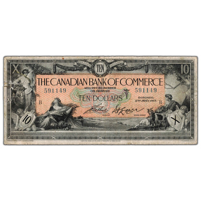 $10 1917 Canadian Bank of Commerce Chartered Note #75-16-04-12d - Fine+ (tear/hole)