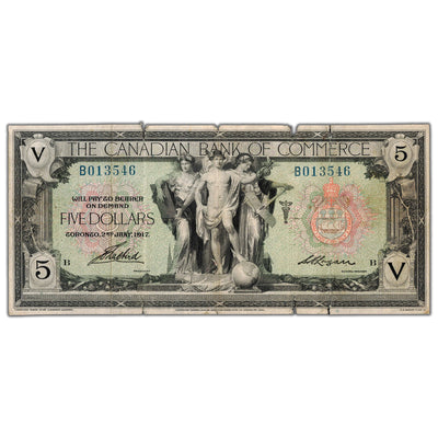 SOLD $5 1917 Canadian Bank of Commerce Chartered Note #75-16-04-06a - Tears
