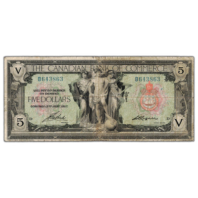 $5 1917 Canadian Bank of Commerce Chartered Note #75-16-04-06a - Fine