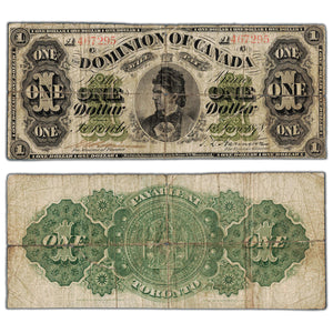 SOLD $1 1878 Dominion of Canada Note Payable at Toronto DC-8f-i - Large Internal Tear/Tears