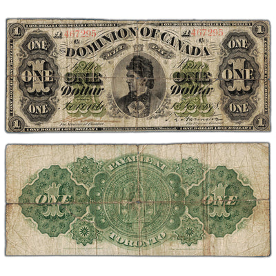 SOLD $1 1878 Dominion of Canada Note Payable at Toronto DC-8f-i - Large Internal Tear/Tears