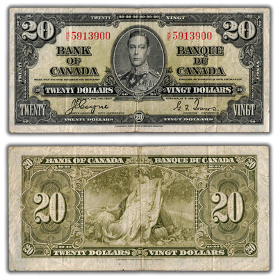 $20 1937 Bank of Canada Note Coyne-Towers K/E Prefix BC-25c - Fine