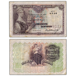 Portugal 1920 50 Fifty Centavos Note P #112b - VF