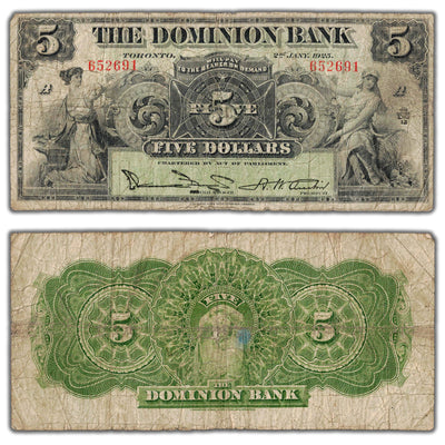 SOLD $5 1925 The Dominion Bank Canada Chartered Note #220-16-14