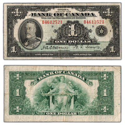 $1 1935 Bank of Canada Note English Text Letter 'B' BC-1 - Fine