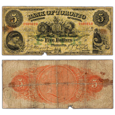 $5 1929 Bank of Toronto Canada Chartered Note #715-22-22 - Missing Piece