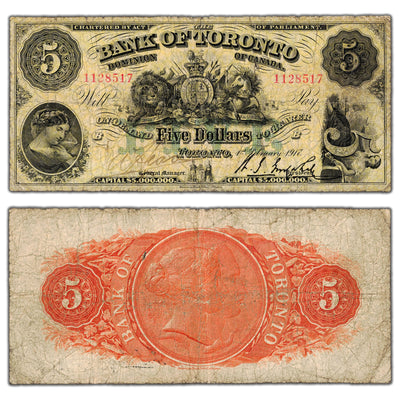 $5 1917 Bank of Toronto Canada Chartered Note #715-22-14 - VG