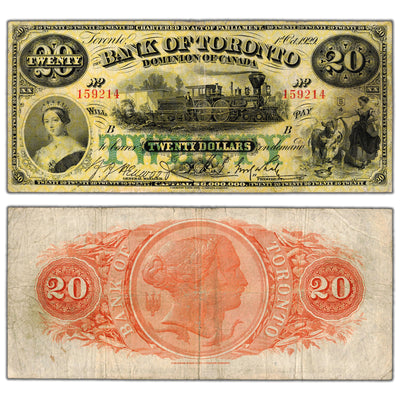 SOLD $20 1929 Bank of Toronto Canada Chartered Note #715-22-62 - Fine+