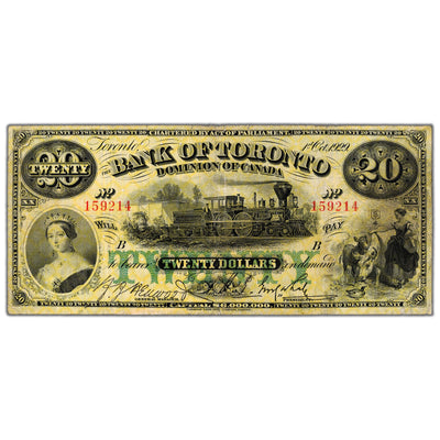 SOLD $20 1929 Bank of Toronto Canada Chartered Note #715-22-62 - Fine+