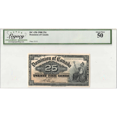 SOLD 25 Cents 1900 Dominion of Canada Shinplaster Note DC-15b - Legacy AU-50