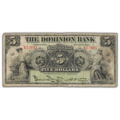 SOLD $5 1925 The Dominion Bank Canada Chartered Note #220-16-14