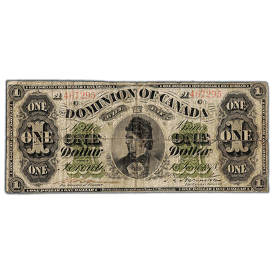 SOLD $1 1878 Dominion of Canada Note Payable at Toronto DC-8f-i - Large Internal Tear/Tears