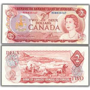 SOLD $2 1974 Bank of Canada Note Lawson-Bouey RD Prefix BC-47a - Choice UNC