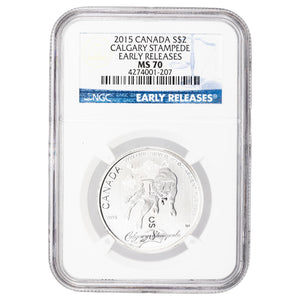 SOLD Canada 2015 $2 1/2oz .9999 Fine Silver Coin Calgary Stampede - NGC MS-70