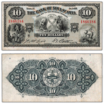 SOLD $10 1935 Bank of Nova Scotia Canada Chartered Note #550-36-04 - VF/EF