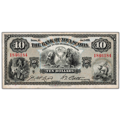 SOLD $10 1935 Bank of Nova Scotia Canada Chartered Note #550-36-04 - VF/EF