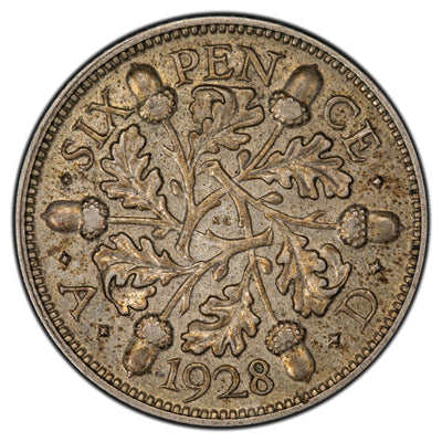 SOLD Great Britain 1928 6 Six Pence Silver Coin