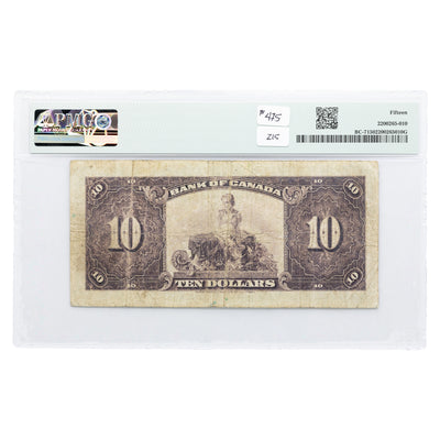 SOLD $10 1935 Bank of Canada Note English Text BC-7 - PMG F-15