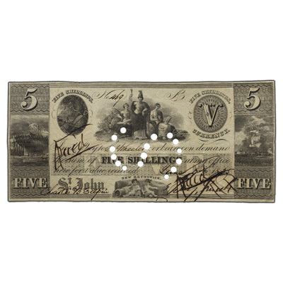 SOLD 5 Shillings 1835 Benjamin Smith Cancelled Merchant Script NB #25-10-02