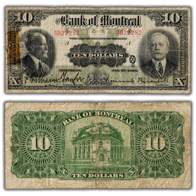 SOLD $10 1923 Bank of Montreal Canada Chartered Note CH #505-56-02 - Tape Repaired