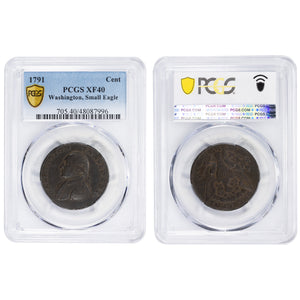 SOLD United States 1791 Washington Cent Small Eagle - PCGS XF-40