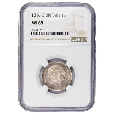 SOLD Great Britain 1816 1 One Shilling Silver Coin - NGC MS-65