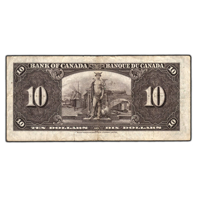 SOLD $10 1937 Bank of Canada Note Coyne-Towers H/T Prefix BC-24c - Edge Tear