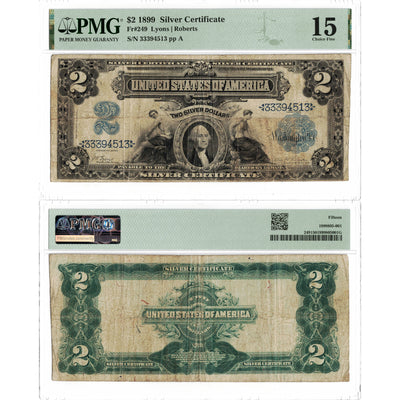 United States 1899 $2 Silver Certificate Note Fr. 249 - PMG F-15