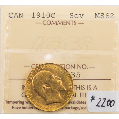 SOLD Canada 1910-C One Sovereign Gold Coin - ICCS MS-62