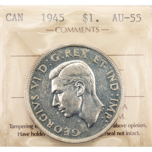 SOLD Canada 1945 $1 Silver Dollar Coin - ICCS AU-55