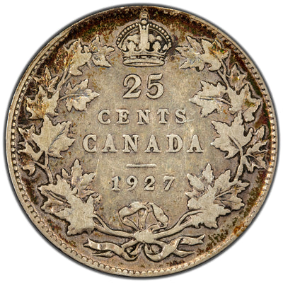 Canada 1927 25 Cents Quarter Silver Coin - Fine