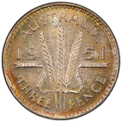 Australia 1951 3d Threepence Silver Coin  - Nice Colour!
