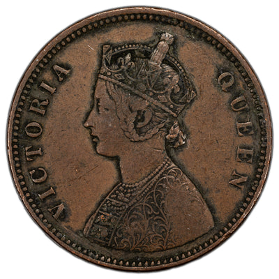 India 1876 Calcutta 1/2 Anna Coin KM #468