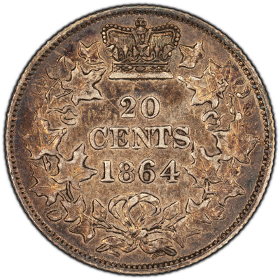 New Brunswick 1864 20 Cents Silver Coin - VF+