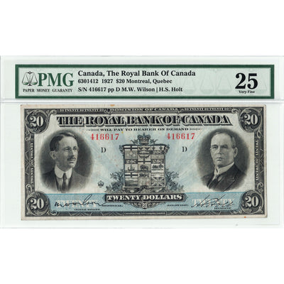 $20 1927 Royal Bank of Canada Chartered Note #630-14-12 - PMG VF-25