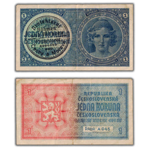 SOLD Bohemia & Moravia ND (1939) 1 Koruna Note P #1a