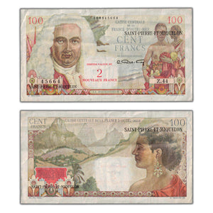 SOLD Saint Pierre & Miquelon ND (1961) 100 Francs / 2 New Francs Note P #32