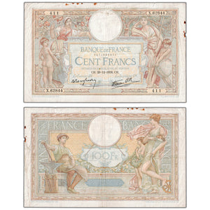 France 1938 100 Francs Note P #86b - Rust