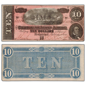 SOLD United States Confederate 1864 $10 Ten Dollars Note T-68