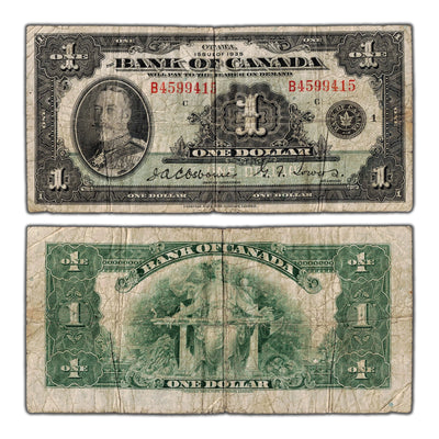 $1 1935 Bank of Canada Note English Text Letter 'B' BC-1 - VG/F